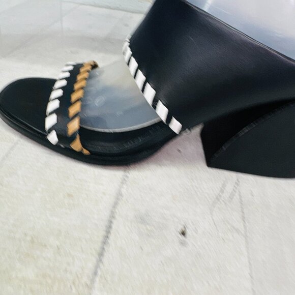Vince Camuto Kafinny High Heel Sandals Black Tan Strappy Block Heel Size 8.5M 38 - Picture 5 of 12